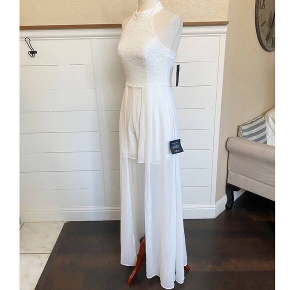 Lulus Love Speaks White Lace Halter Maxi Romper Wedding dress S - BNWT - Picture 10 of 16